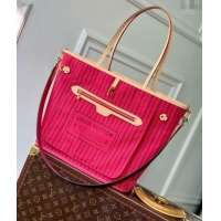 Best Design Louis Vuitton Neverfull Bandouliere Inside Out MM Tote bag Monogram Canvas/Rose Pondichery Pink Textile M122