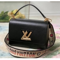 Top Grade Louis Vuitton Twist MM Bag in Black Epi Leather M57505 2025