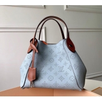 Top Grade Louis Vuitton Mahina Hina PM Tote Bag in Monogram Perforated Calfskin M52975 Light Blue 2025