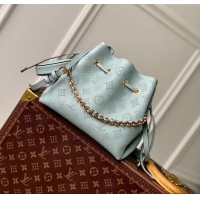 Popular Style Louis Vuitton Bella Bucket Bag in Perforated Mahina Calfskin M25147 Mineral Blue 2025