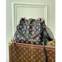 New Fashion Louis Vuitton Bella Bucket Bag in Perforated Mahina Calfskin M21096 Black/Multicolor 2025