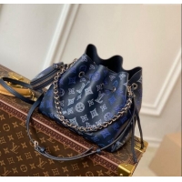 Traditional Specials Louis Vuitton Mahina Monogram Perforated Bella Bucket Bag M59552 Dark Blue 2025