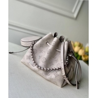 Reasonable Price Louis Vuitton Bella Bucket Bag in Perforated Mahina Calfskin M58791 Pearly Grey 2025