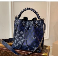 Trendy Design Louis Vuitton Muria Bucket Bag in Mahina Perforated Leather M59554 Navy Blue 2025