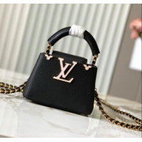 Low Price Louis Vuitton Capucines Nano Bag with Mother-of-pearl Hardware in Black Taurillon Leather M10166 2025