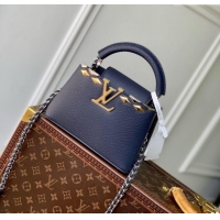 Buy Fashionable Louis Vuitton Capucines Mini Bag in Black Taurillon Leather with Maxi Studs M12751 Navy Blue 2025