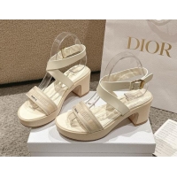 Top Grade Dior Dway Heeled Sandals 7cm D22002 Beige 5022010