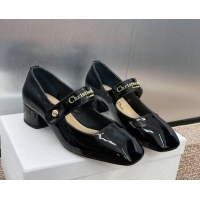 Charming Dior D-Lane Mary Janes Pumps 3.5cm in Patent Calfskin Black 0220054