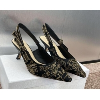 Top Design Dior J'Adior Slingback Pumps 6.5cm in Black and Gold-Tone Millefiori Jacquard 0220060