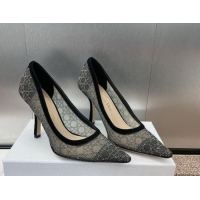 Cheap Price Dior Capture Pumps 9.5cm in Transparent Mesh with Strass Cannage Motif and Black Suede 0220091