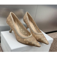 Stylish Dior Capture Pumps 6.5cm in Transparent Mesh with Strass Cannage Motif and Nude Suede 0220092