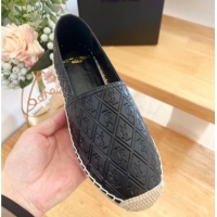 1:1 Saint Laurent YSL Allover Leather Espadrilles Flat Black 1226056