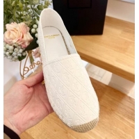 Stylish Saint Laurent YSL Allover Leather Espadrilles Flat White 1226057