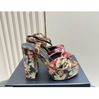 Popular Style Saint Laurent Bianca Platform Sandals 12.5cm in Leopard and Flora Print 1226070