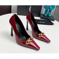 Sophisticated Saint Laurent Le Maillon High Heel Pumps 11cm in Patent Leather Burgundy 1226081