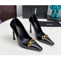 Best Grade Saint Laurent Le Maillon High Heel Pumps 11cm in Patent Leather Black 1226082