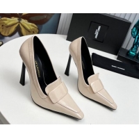 Grade Quality Saint Laurent D'ORSAY High Heel Pumps 11cm in Patent Leather Light Beige 1226095