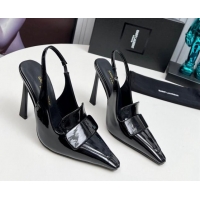 Most Popular Saint Laurent D'ORSAY Slingback Pumps 11cm in Patent Leather Black 1226100