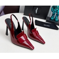 Stylish Saint Laurent D'ORSAY Slingback Pumps 11cm in Patent Leather Burgundy 1226101