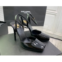 Fashion Saint Laurent La Scandale High Heel Sandals 11cm in Patent Leather Black 1226105