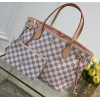 New Fashion Louis Vuitton Neverfull PM Tote Bag N41362 Damier Azur Canvas/Pink 2025