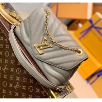 Top Design Louis Vuitton LV New Wave Chain Bag in Smooth Leather MM58550 Taupe Grey 2025