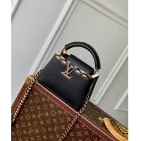 Trendy Design Louis Vuitton Capucines Mini Bag in Black Taurillon Leather with Maxi Studs M12751 Black 2025