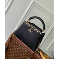 Good Taste Louis Vuitton Capucines BB Bag in Black Taurillon Leather with Maxi Studs M11964 Black 2025