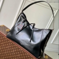 Top Grade Louis Vuitton LV x TM CarryAll Vibe Hobo Bag in Black Lambskin Leather M13105 2025