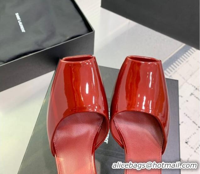 Best Grade Saint Laurent La Scandale High Heel Sandals 11cm in Patent Leather Burgundy 1226106