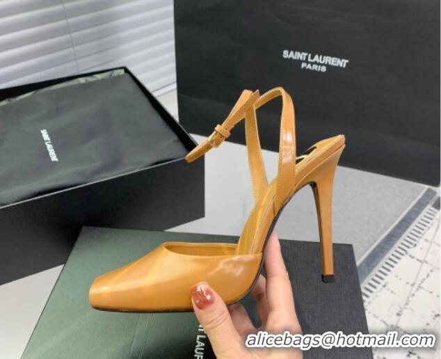 Unique Style Saint Laurent La Scandale High Heel Sandals 11cm in Patent Leather Apricot 1226107