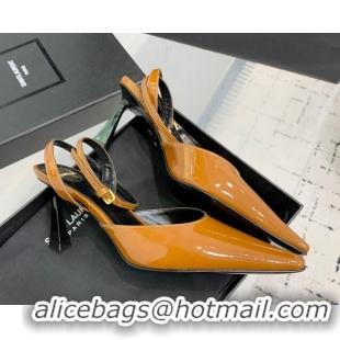 Low Price Saint Laurent Aimee Slingback Pumps 7.5cm in Patent Leather Orange 1226119