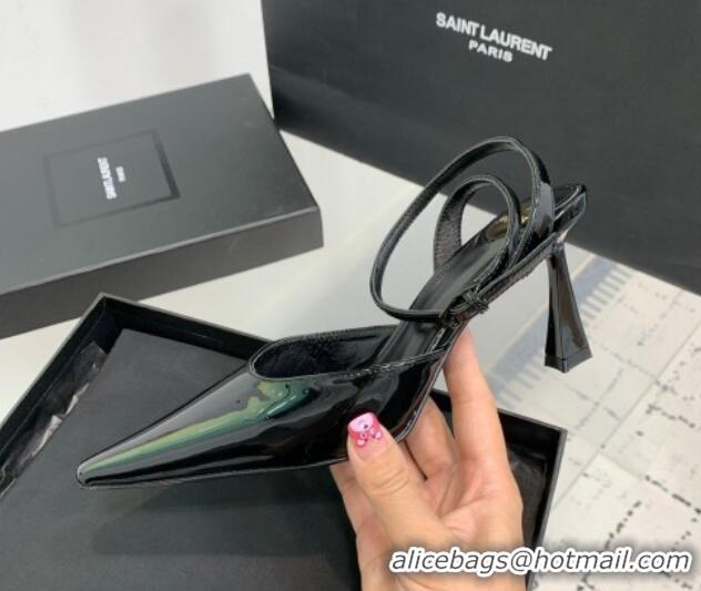 Pretty Style Saint Laurent Aimee Slingback Pumps 7.5cm in Patent Leather Black 1226120