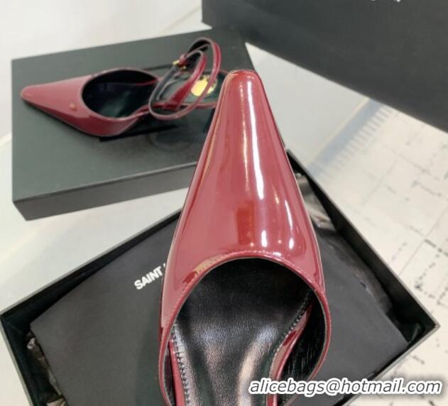 Top Grade Saint Laurent Aimee Slingback Pumps 7.5cm in Patent Leather Burgundy 1226121