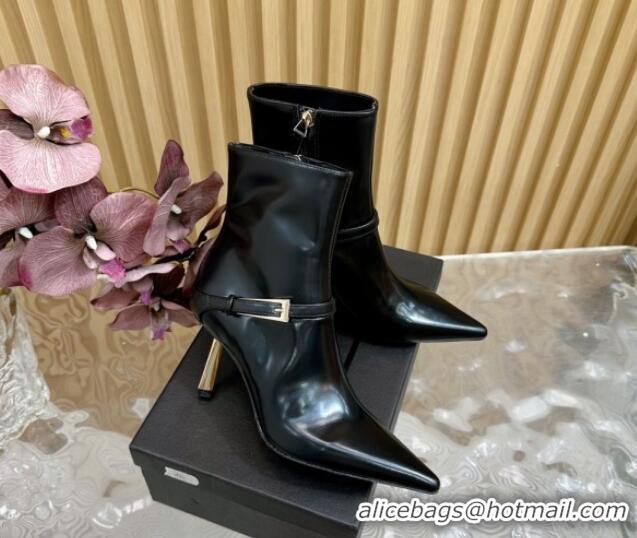 Shop Duplicate Saint Laurent Lee Heel Ankle Boots 7.5cm in Patent Leather Black 1226122