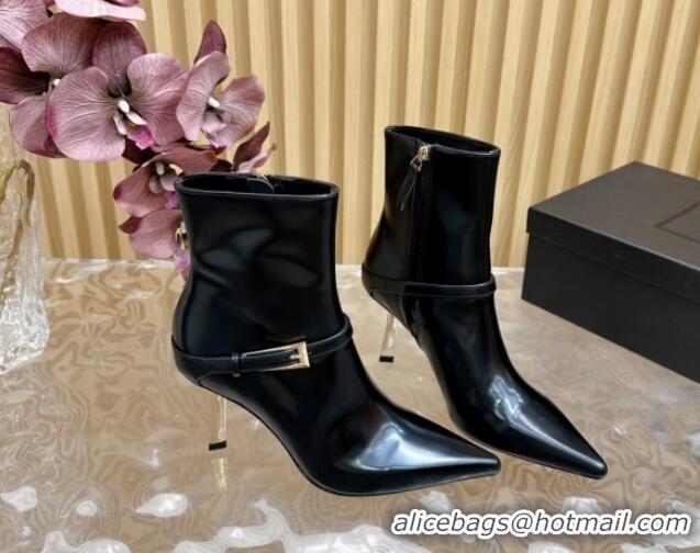 Shop Duplicate Saint Laurent Lee Heel Ankle Boots 7.5cm in Patent Leather Black 1226122