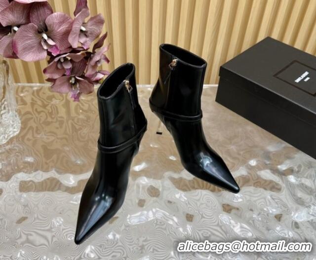 Shop Duplicate Saint Laurent Lee Heel Ankle Boots 7.5cm in Patent Leather Black 1226122