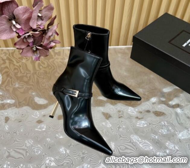 Shop Duplicate Saint Laurent Lee Heel Ankle Boots 7.5cm in Patent Leather Black 1226122