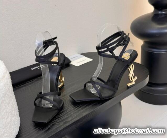 Best Product Saint Laurent Satin High Heel YSL Sandals 10.5cm with Ankle Strap Black 0225057