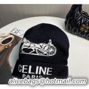 Well Crafted Celine Knit Hat with Logo 1129 Black 2024