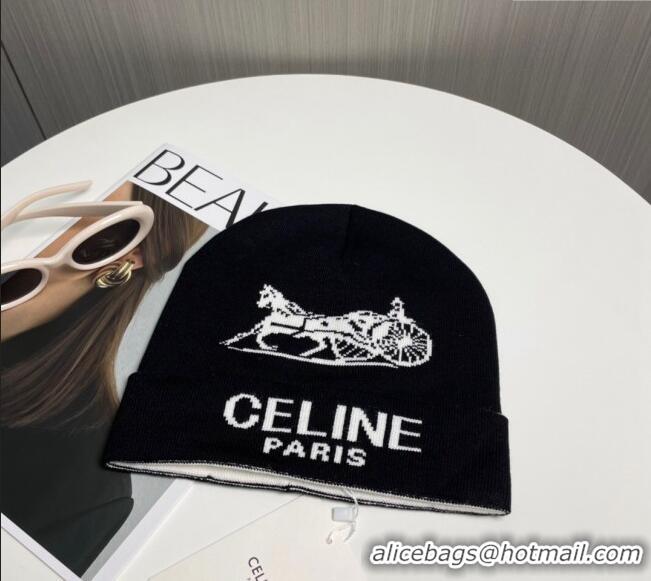 Well Crafted Celine Knit Hat with Logo 1129 Black 2024