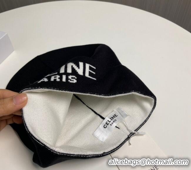 Well Crafted Celine Knit Hat with Logo 1129 Black 2024