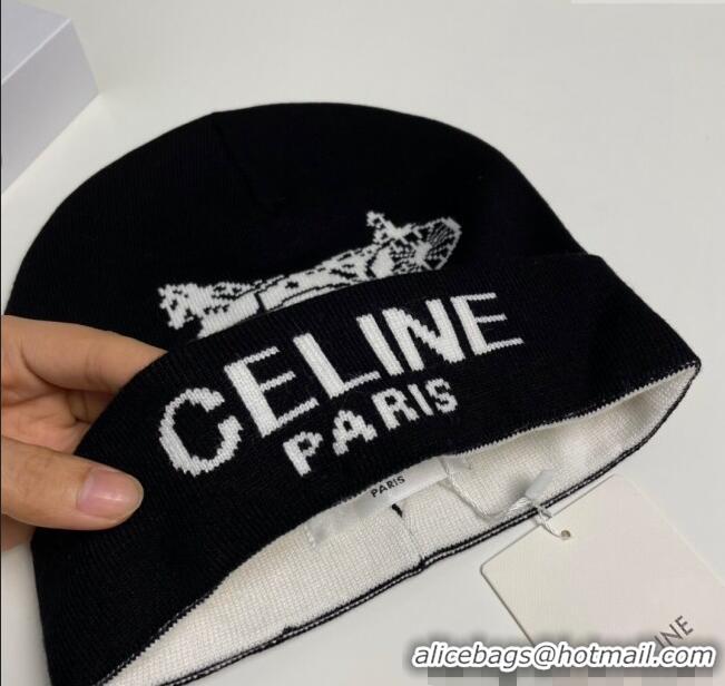 Well Crafted Celine Knit Hat with Logo 1129 Black 2024