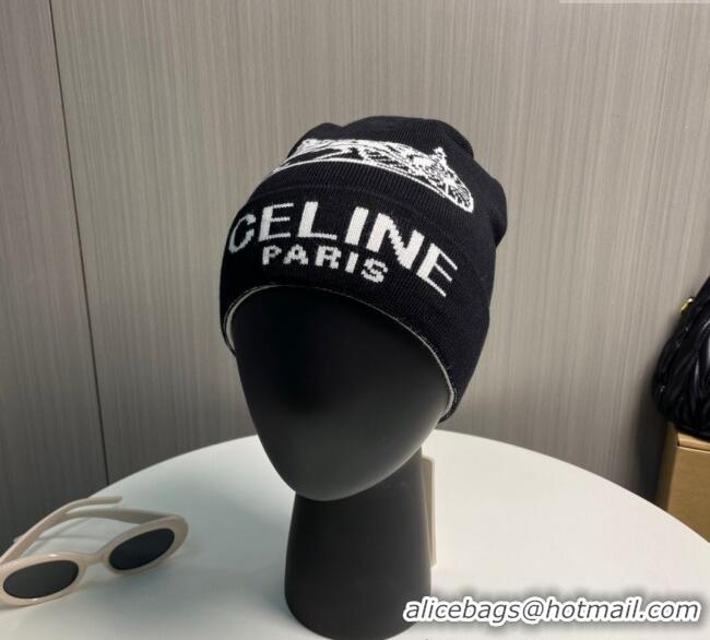 Well Crafted Celine Knit Hat with Logo 1129 Black 2024