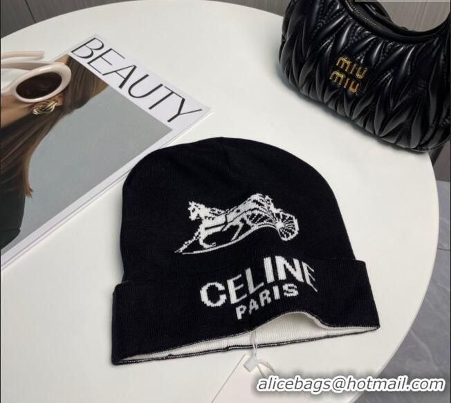 Well Crafted Celine Knit Hat with Logo 1129 Black 2024