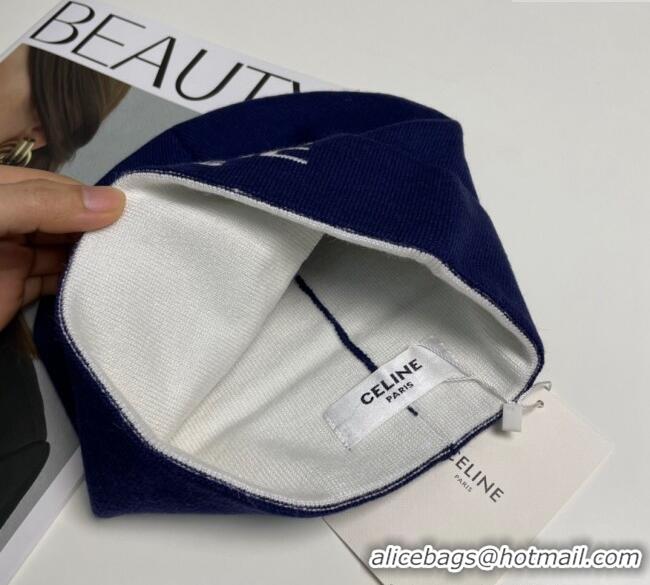 Buy Discount Celine Knit Hat with Logo 1129 Blue 2024