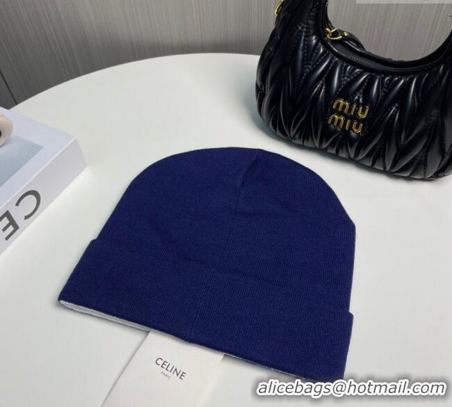 Buy Discount Celine Knit Hat with Logo 1129 Blue 2024