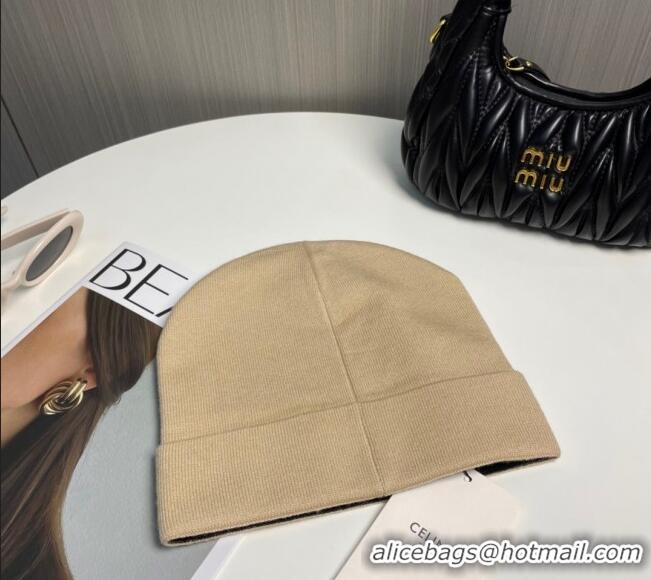 Cheap Discount Celine Knit Hat with Logo 1129 Beige 2024