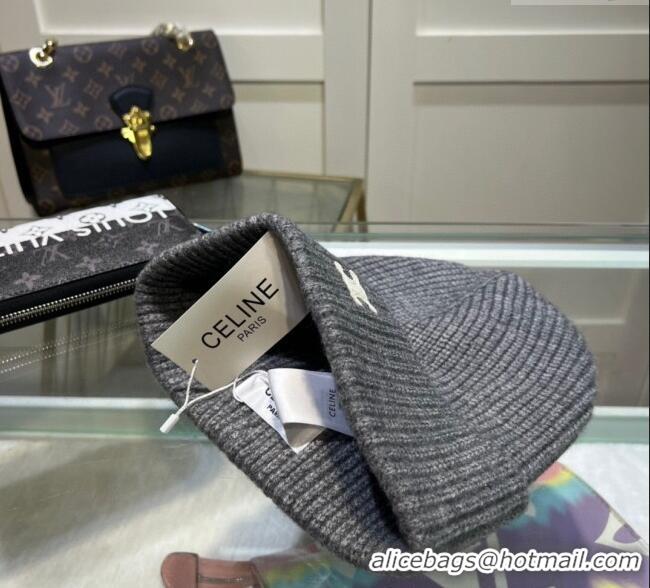 Luxury Discount Celine Triomphe Knit Hat 1129 Grey 2024