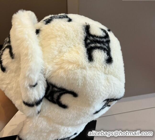 Well Crafted Celine Snow Logo Rabbit Fur Chapka Hat 0114 White 2025